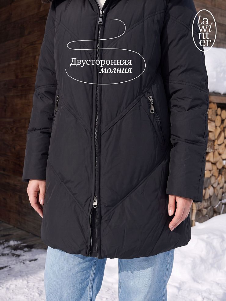 Пуховик женский зимний LAWINTER, черный, модель 86477