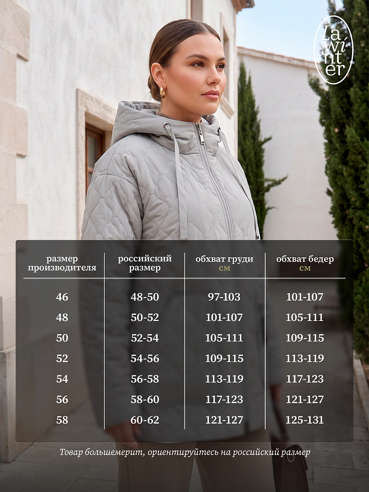Куртка женская демисезонная LAWINTER, серая мята, модель 83594