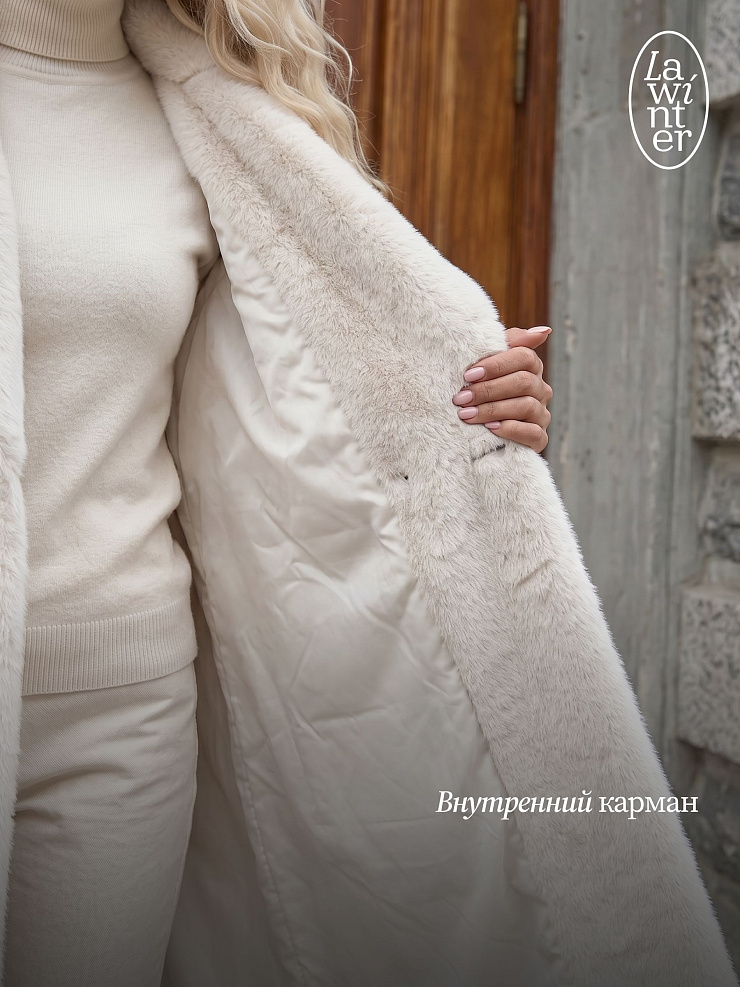 Шуба женская зимняя LAWINTER, молочная, модель 55845