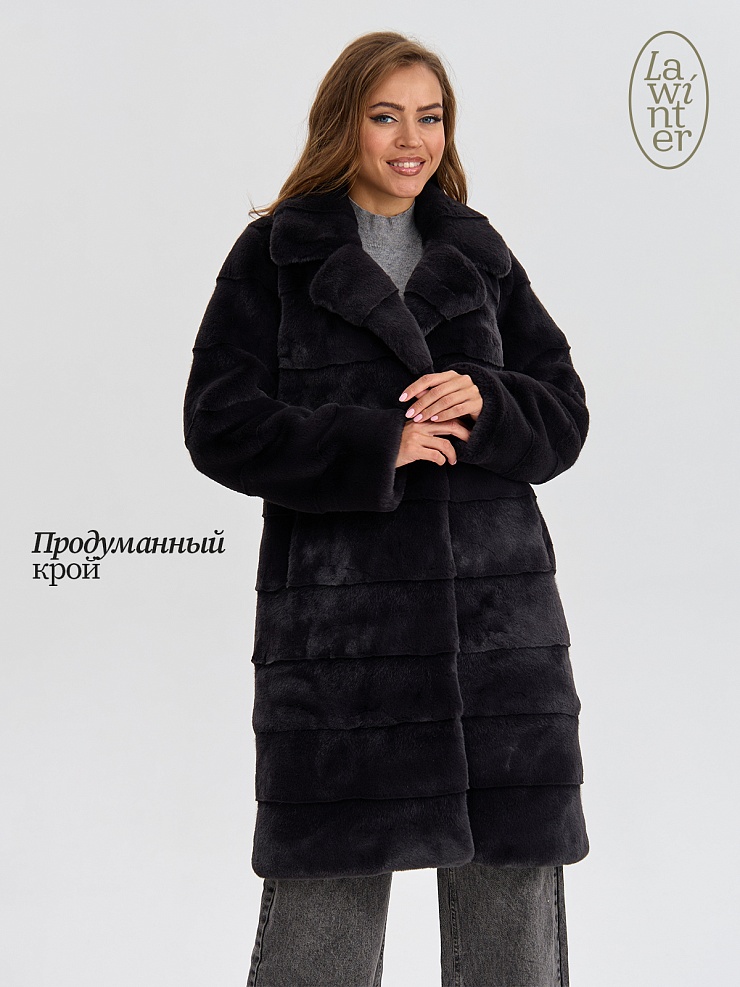 Шуба женская зимняя LAWINTER, графит, модель 5312