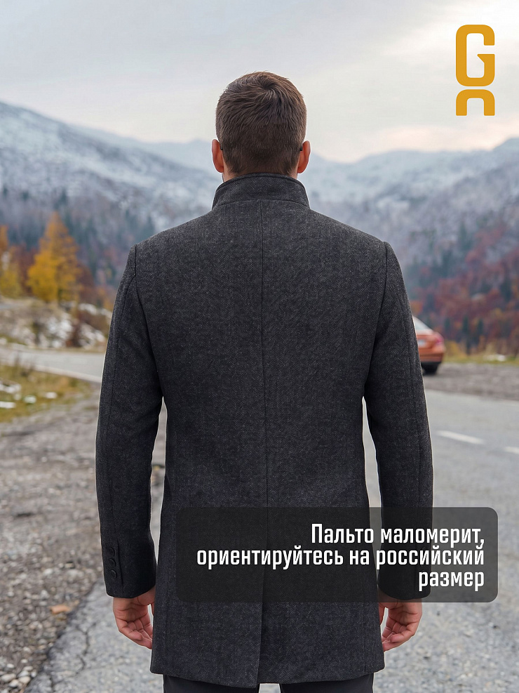 Пальто мужское осеннее GRIZMAN, черно-серое, модель 74704