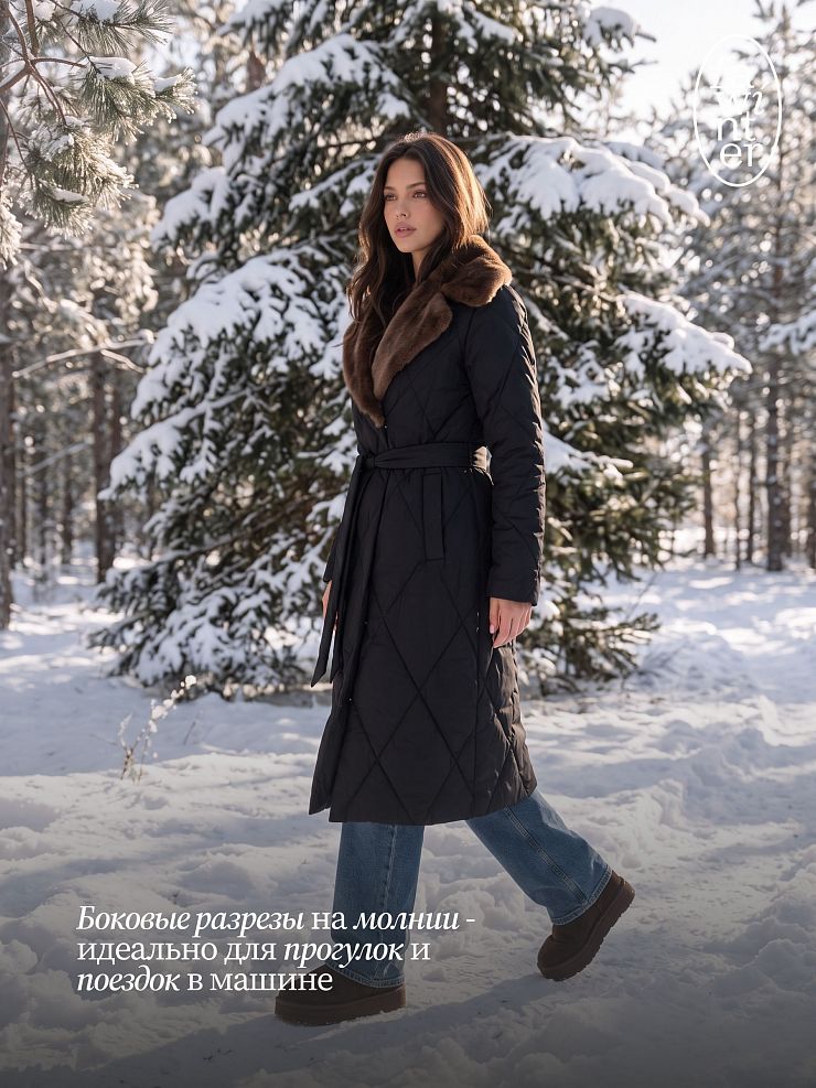 Пуховик женский зимний LAWINTER, черный, модель 86771