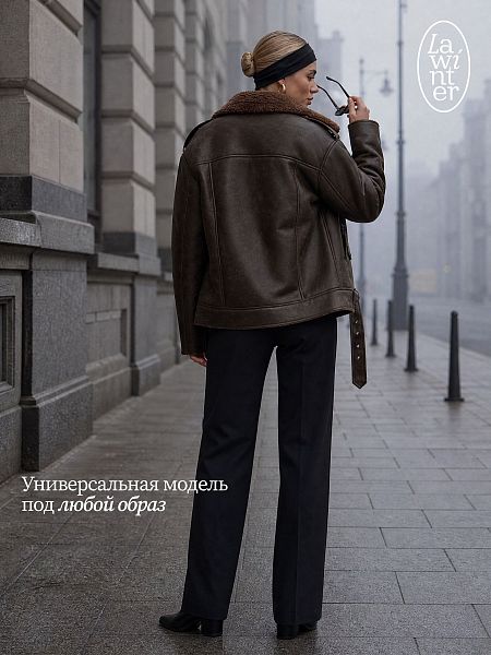 Дубленка женская демисезонная VACANT, коричневая, модель 34502