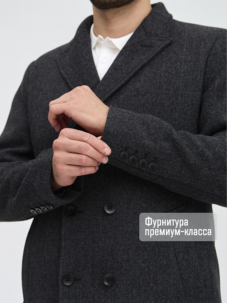 Пальто мужское демисезонное GRIZMAN, черно-серое, модель 73222