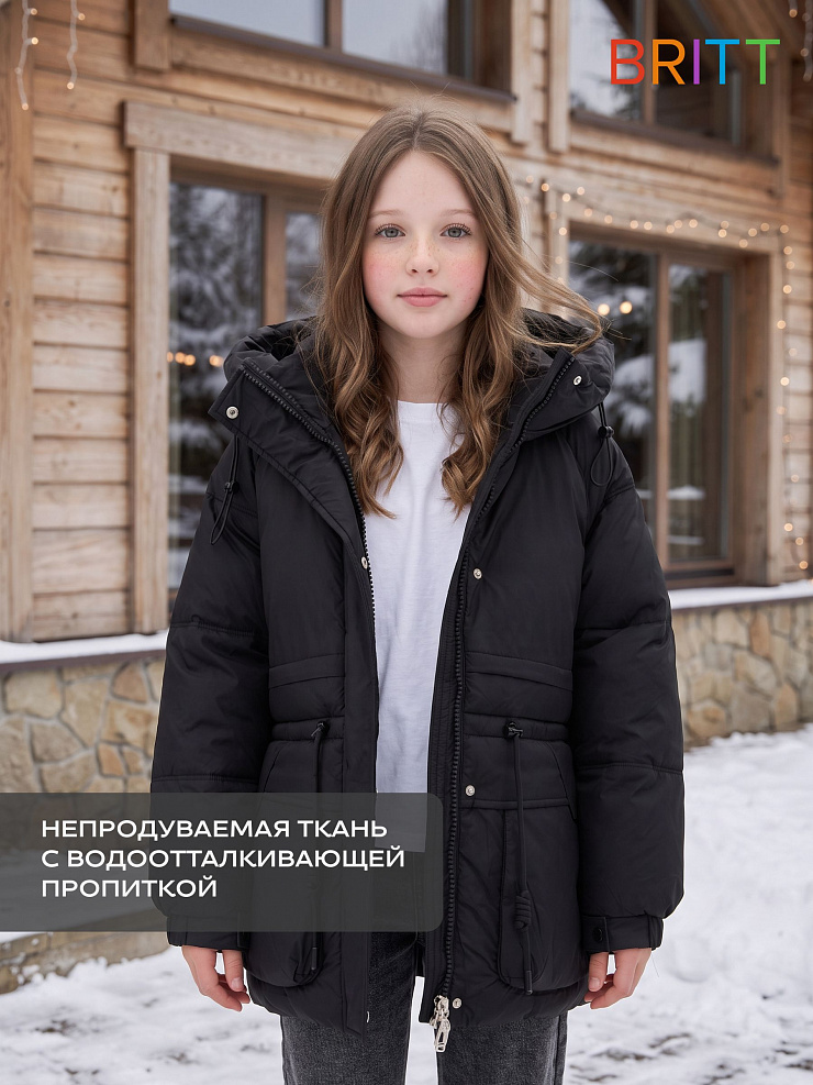 Куртка для девочки зимняя BRITT, черная, модель 66683