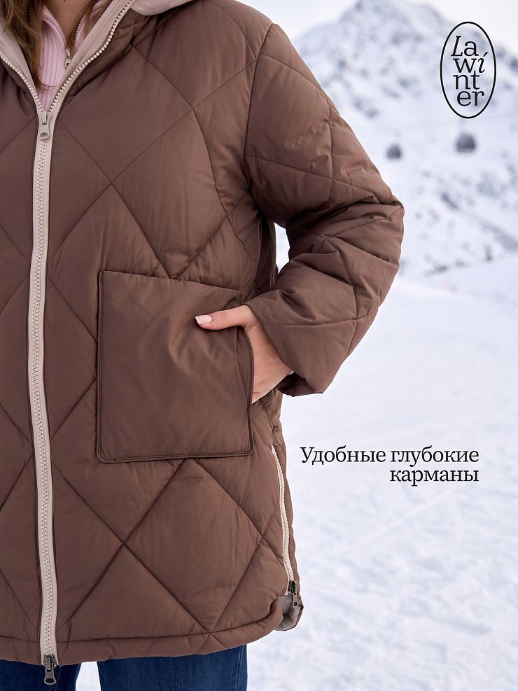 Куртка женская зимняя LAWINTER, коричневая, модель 86313