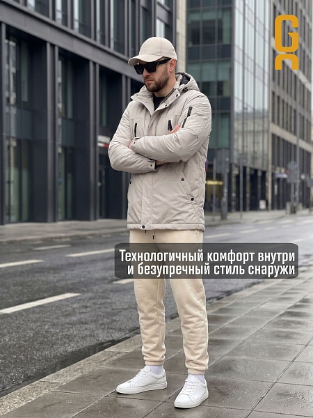 Куртка мужская демисезонная GRIZMAN, серо-бежевая, модель 74786