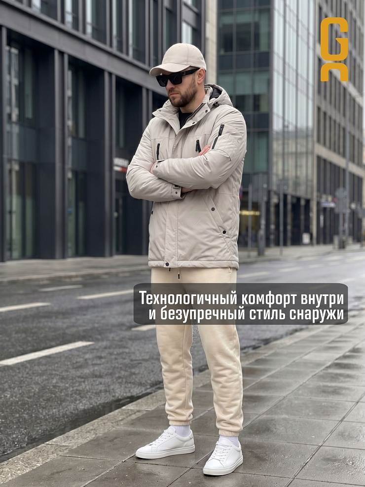 Куртка мужская демисезонная GRIZMAN, серо-бежевая, модель 74786