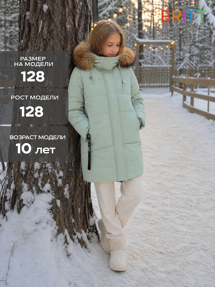 Куртка для девочки зимняя BRITT, мята, модель 63832