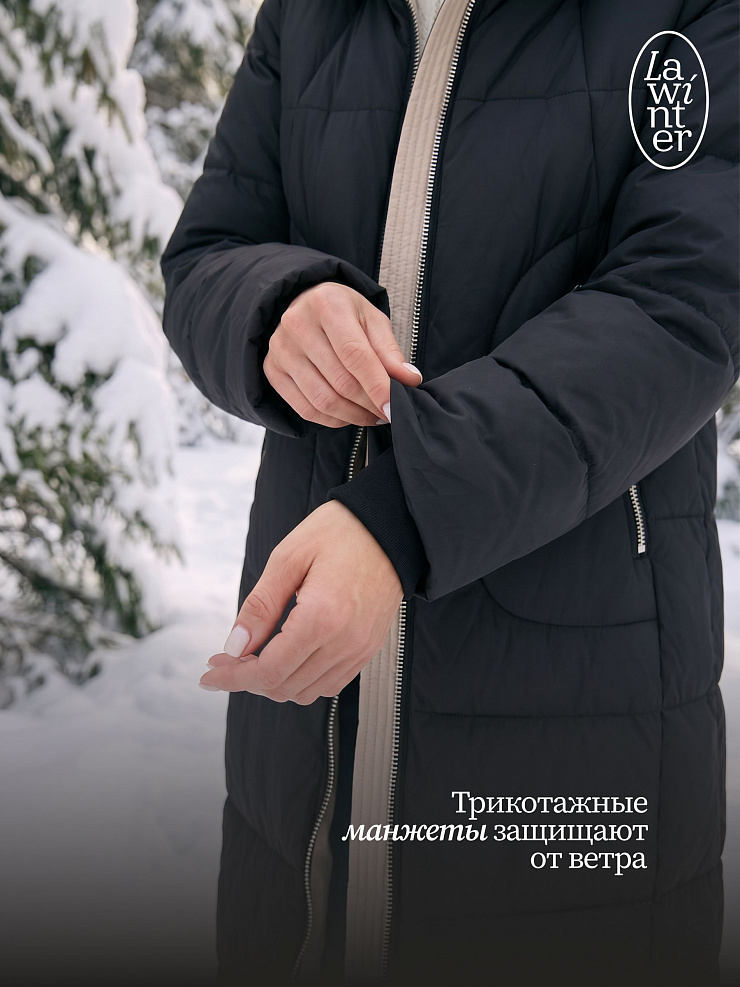 Пуховик женский зимний LAWINTER, черный, модель 85166