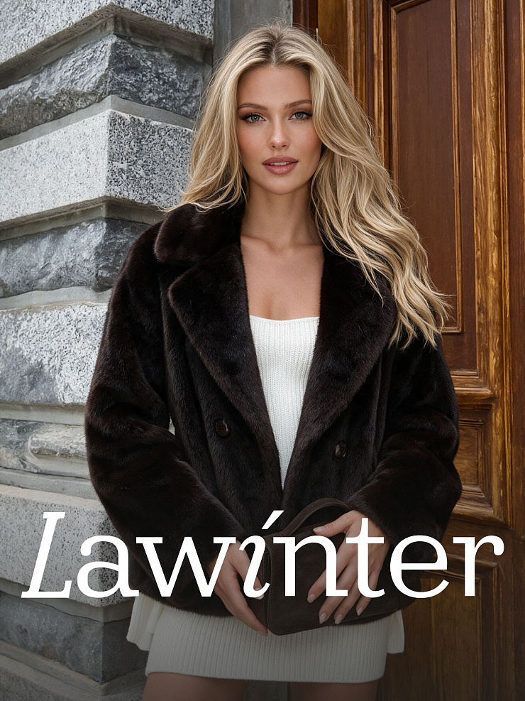 Шуба женская зимняя LAWINTER, коричневая, модель 56880