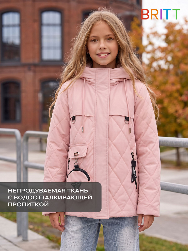 Куртка для девочки демисезонная BRITT, розовая, модель 63239