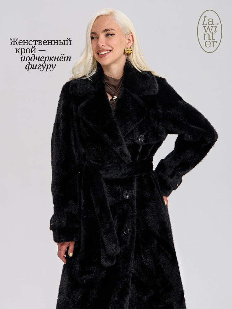 Шуба женская зимняя LAWINTER, черная, модель 54478