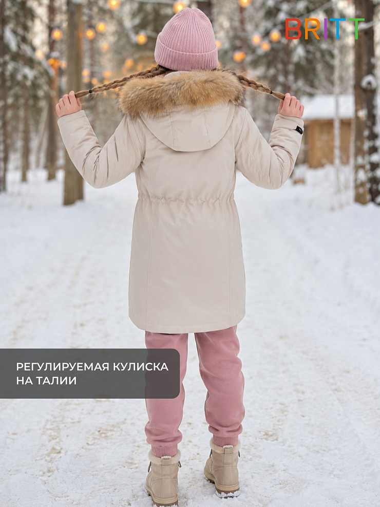 Куртка для девочки зимняя BRITT, светло-серая, модель 65618