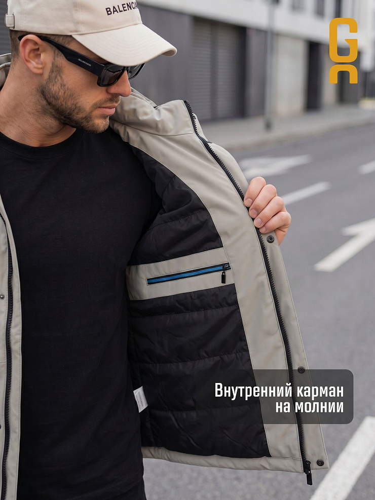 Куртка мужская демисезонная GRIZMAN, серо-зеленая, модель 73529