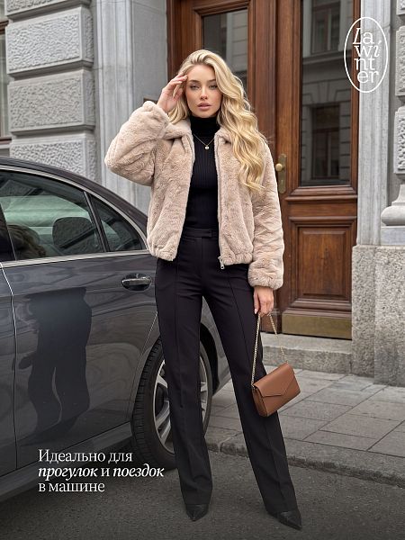 Шуба женская зимняя LAWINTER, мокко, модель 56760