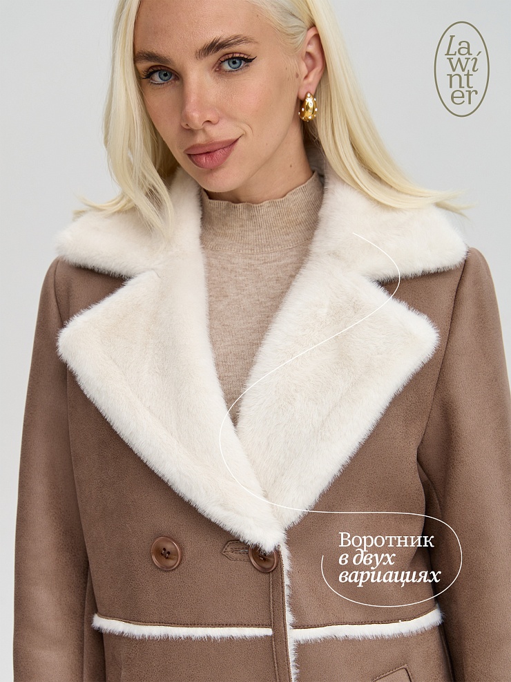Дубленка женская зимняя LAWINTER, мокко, модель 3422