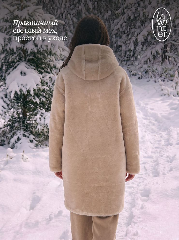 Дубленка женская зимняя LAWINTER, коричневая, модель 35475