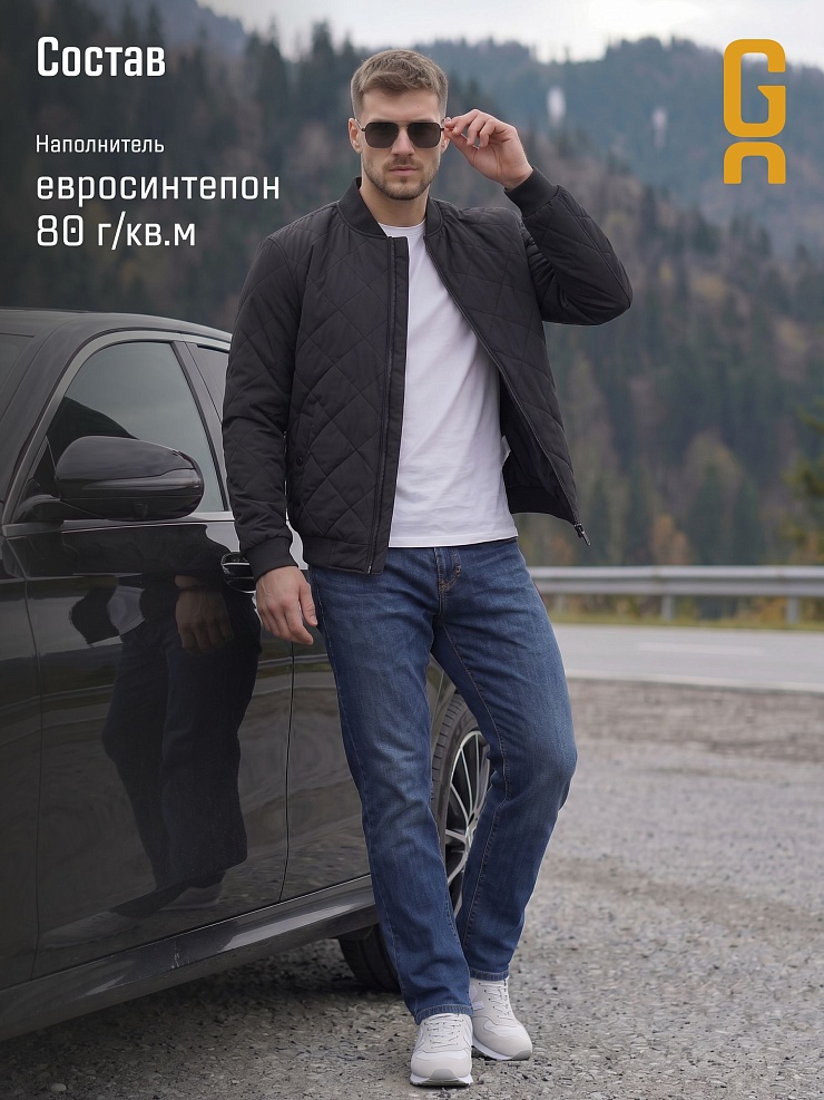Бомбер мужской демисезонный GRIZMAN, черный, модель 72509