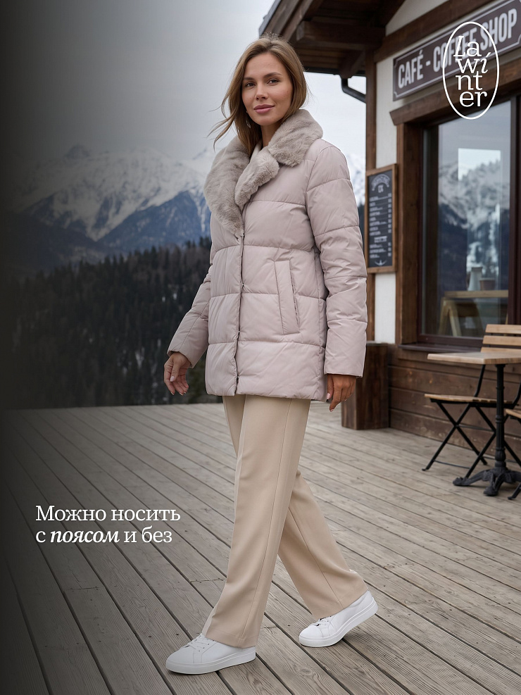 Куртка женская зимняя LAWINTER, светло-серая, модель 84739