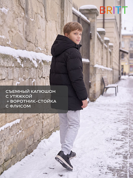 Куртка для мальчика зимняя BRITT, черная, модель 66473