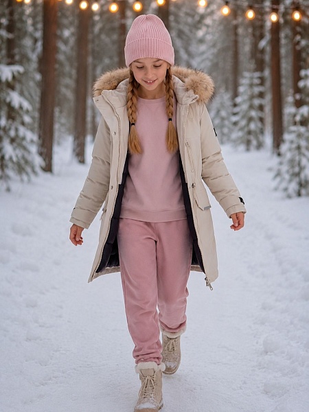 Куртка для девочки зимняя BRITT, светло-серая, модель 65618