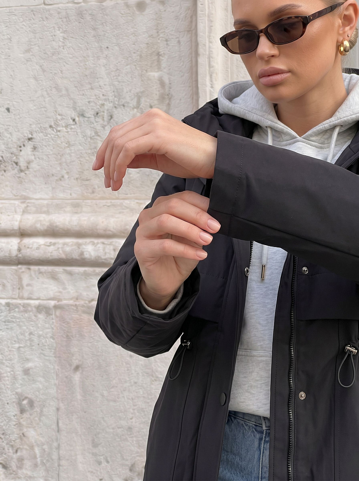 Пальто женское демисезонное LAWINTER, черное, модель 83155