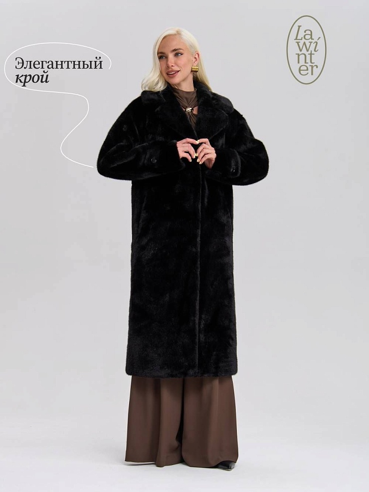 Шуба женская зимняя LAWINTER, черная, модель 53576