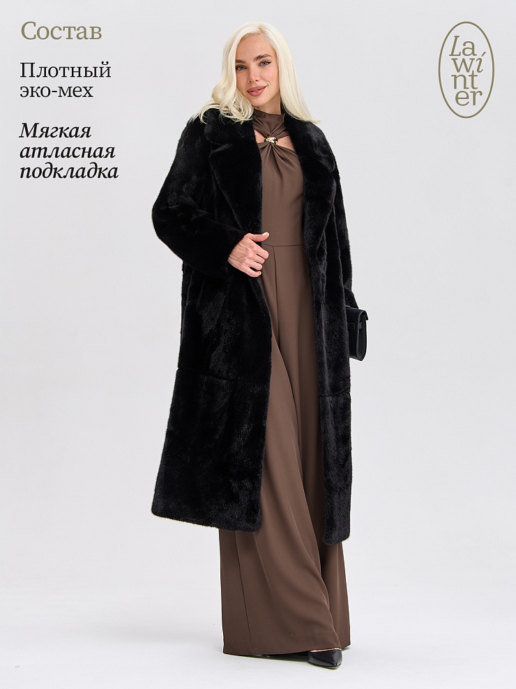 Шуба женская зимняя LAWINTER, черная, модель 53933