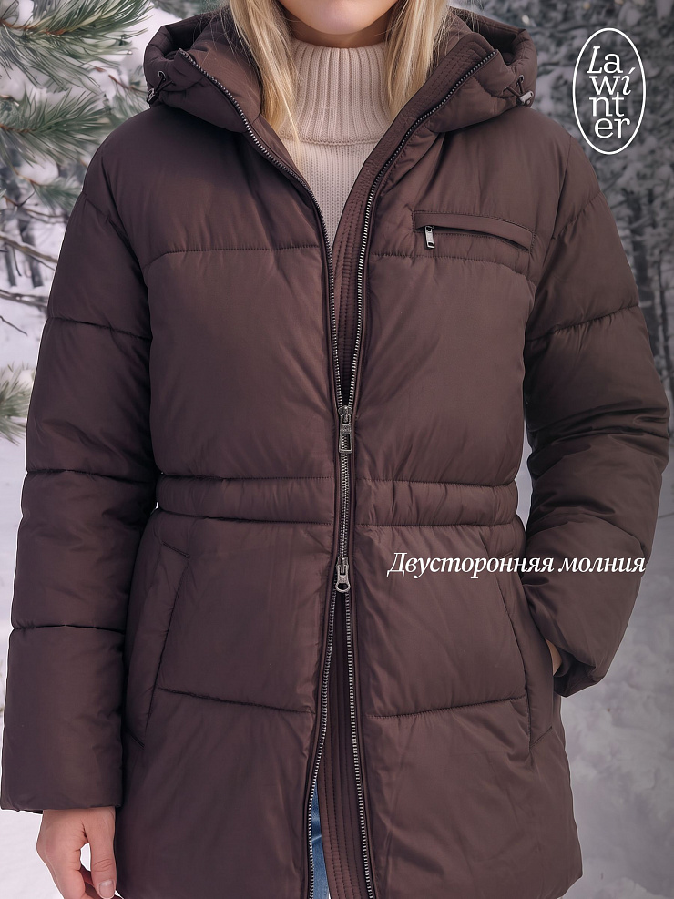 Куртка женская зимняя LAWINTER, коричневая, модель 8696