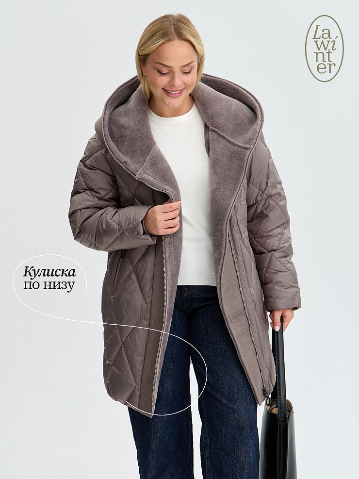 Куртка женская зимняя LAWINTER, кофе, модель 84131