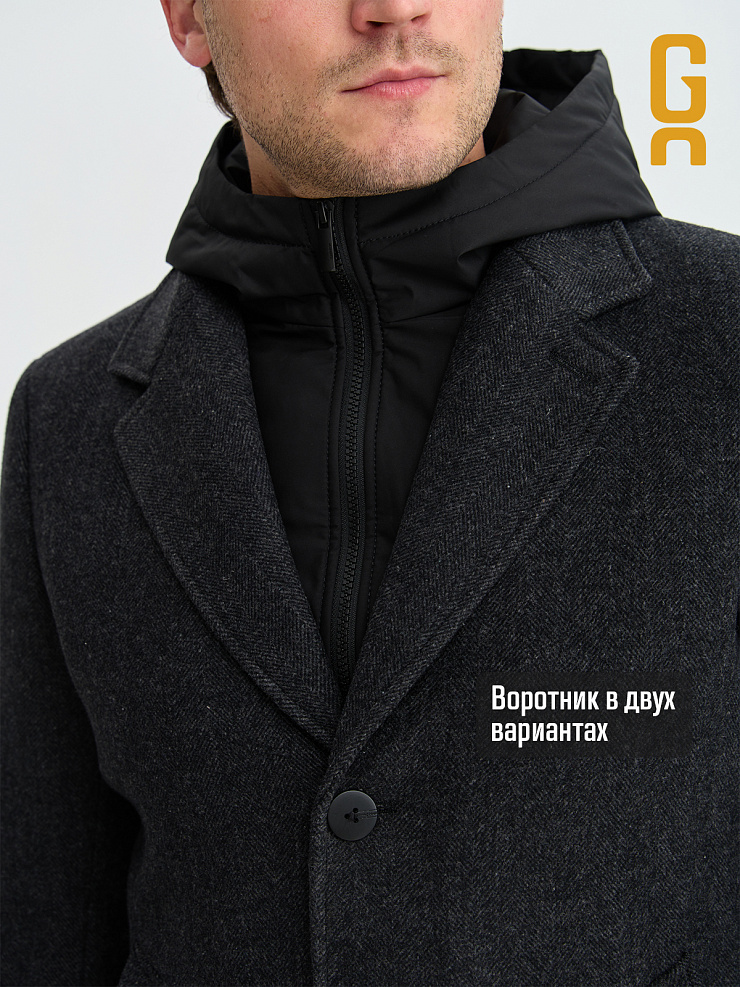 Пальто мужское осеннее GRIZMAN, черно-серое, модель 73358