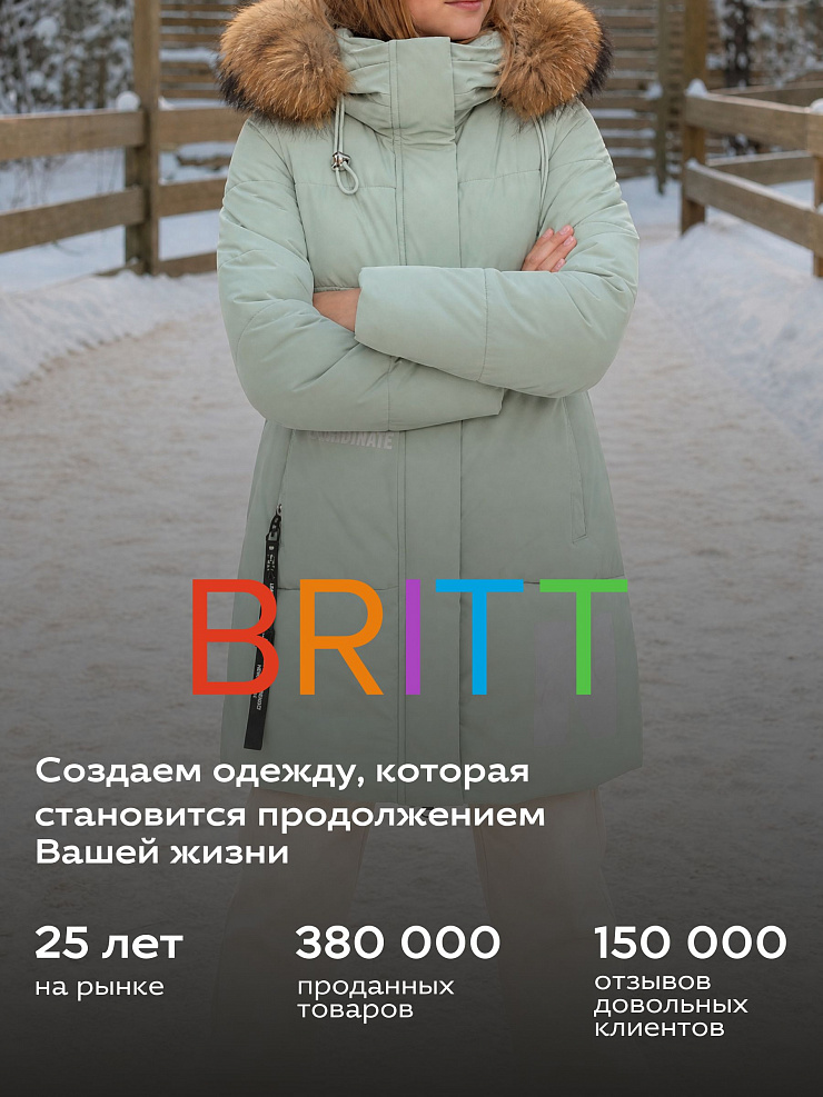 Куртка для девочки зимняя BRITT, мята, модель 63832