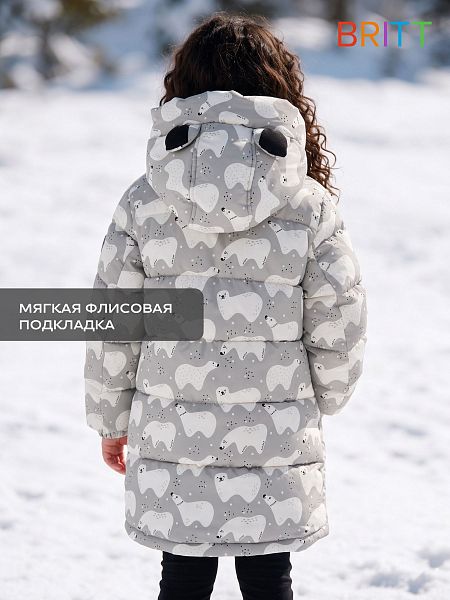 Куртка для девочки зимняя BRITT, серая, модель 66501