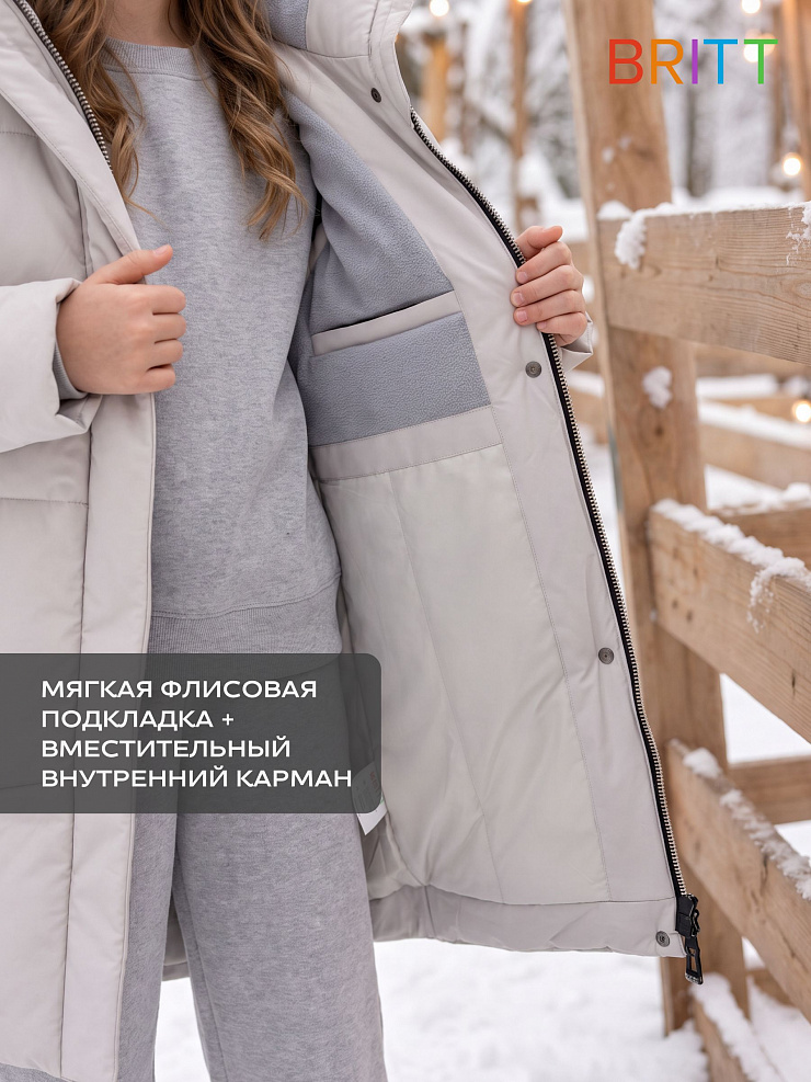 Куртка для девочки зимняя BRITT, серая, модель 66731