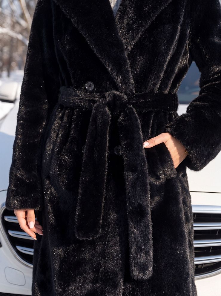 Шуба женская зимняя LAWINTER, черная, модель 55845