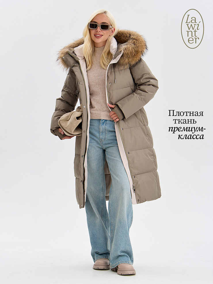 Пуховик женский зимний LAWINTER, зеленый, модель 83382