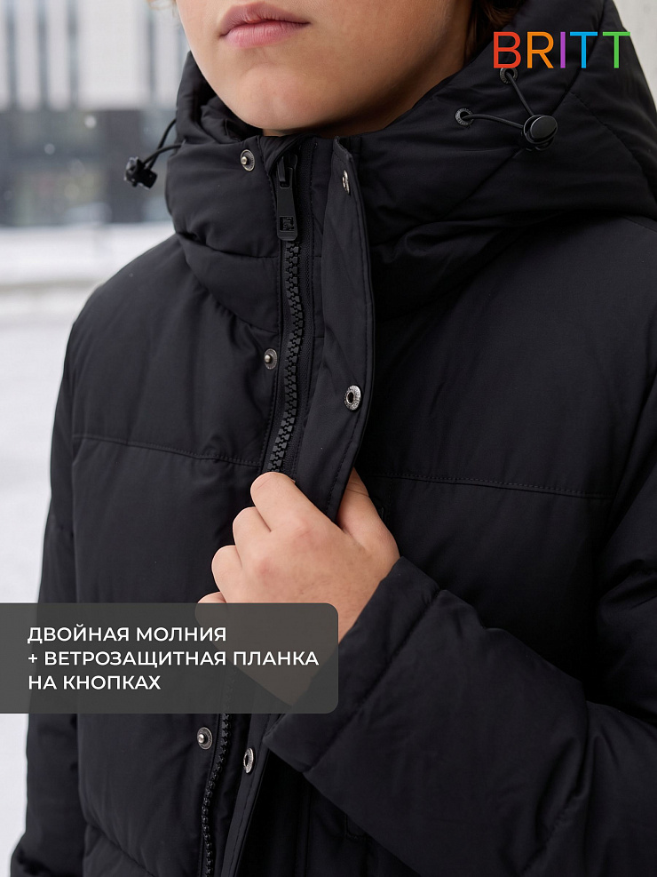 Куртка для мальчика зимняя BRITT, черная, модель 65145