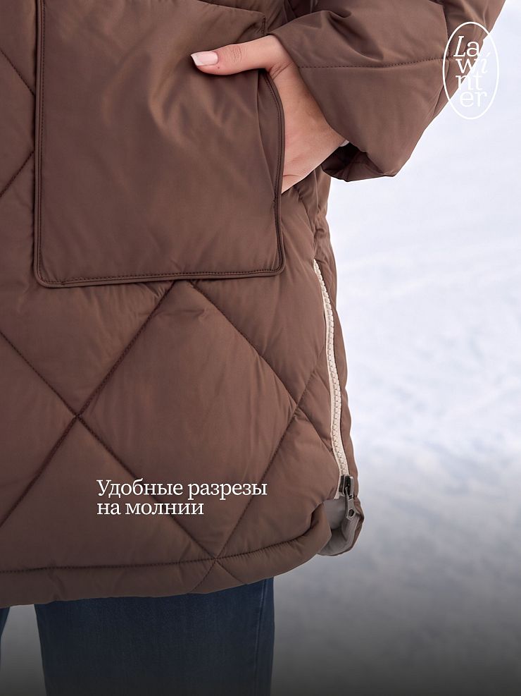 Куртка женская зимняя LAWINTER, коричневая, модель 86313