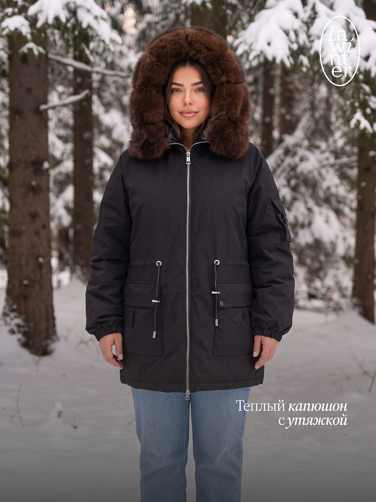 Парка женская зимняя LAWINTER, черная, модель 86849