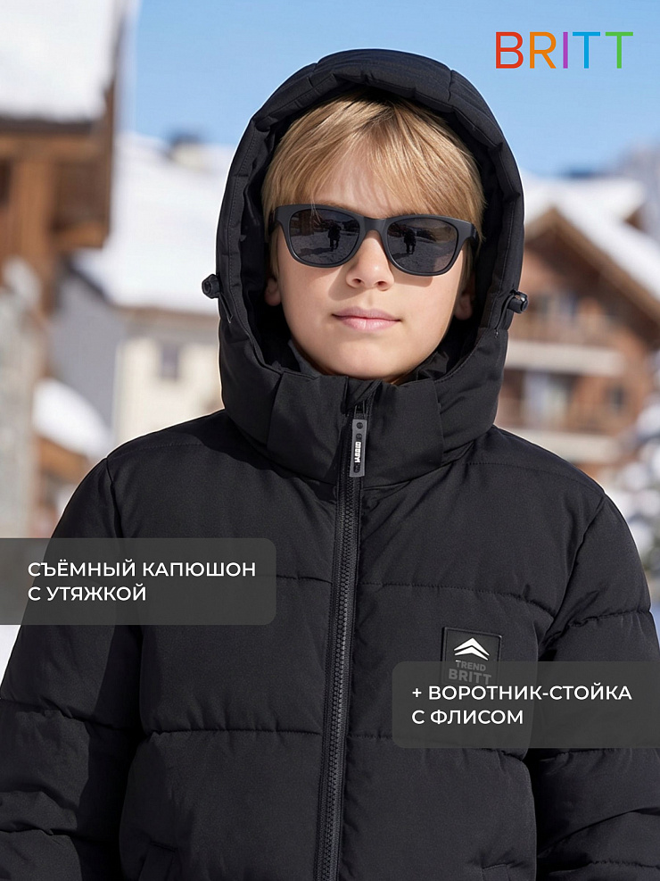 Куртка для мальчика зимняя BRITT, черная, модель 65216