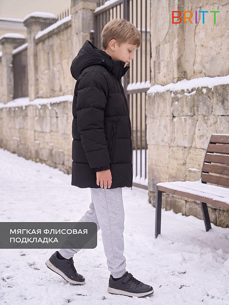 Куртка для мальчика зимняя BRITT, черная, модель 66473