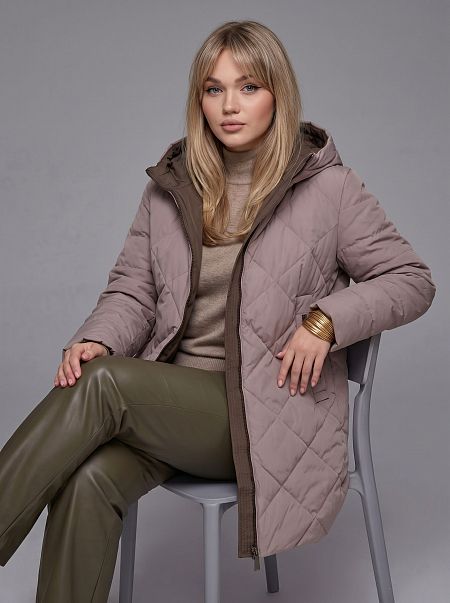 Пальто женское демисезонное LAWINTER, светлый капучино, модель 8418