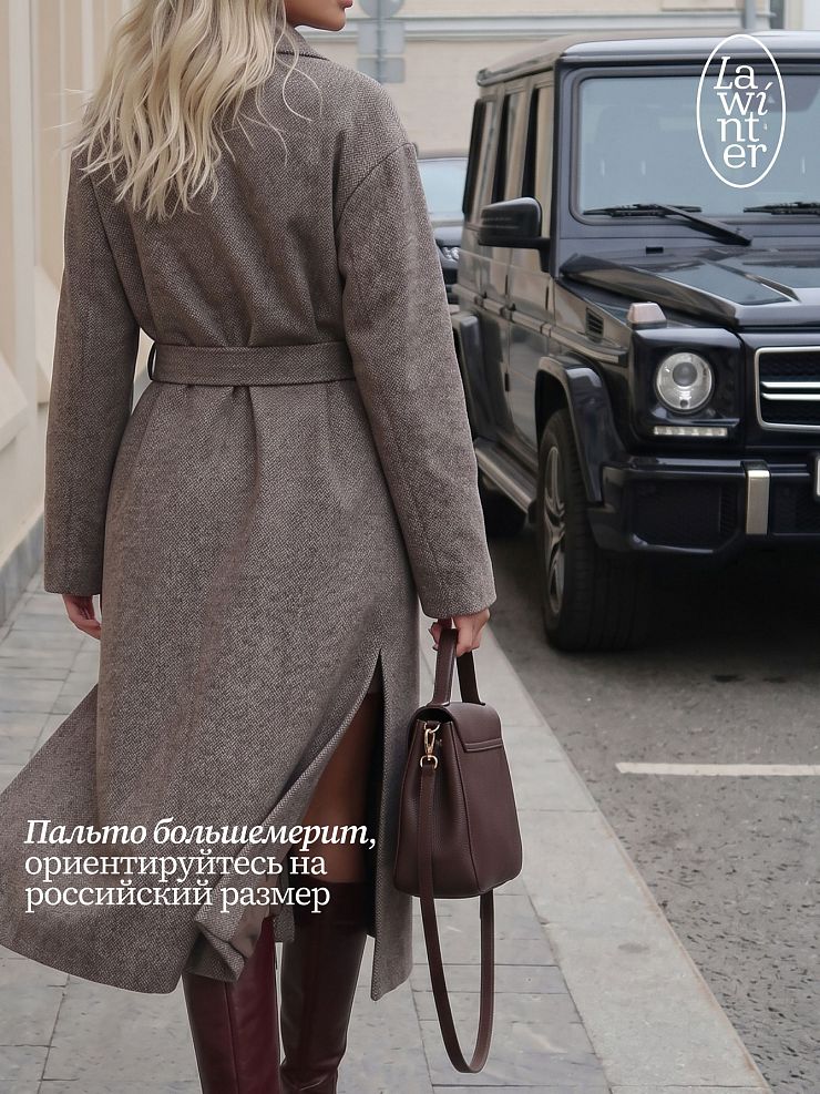 Пальто женское осеннее LAWINTER, мокко, модель 83891