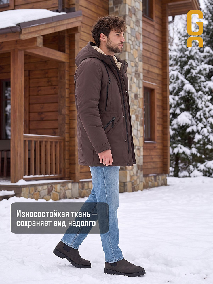 Парка мужская зимняя GRIZMAN, коричневая, модель 75315
