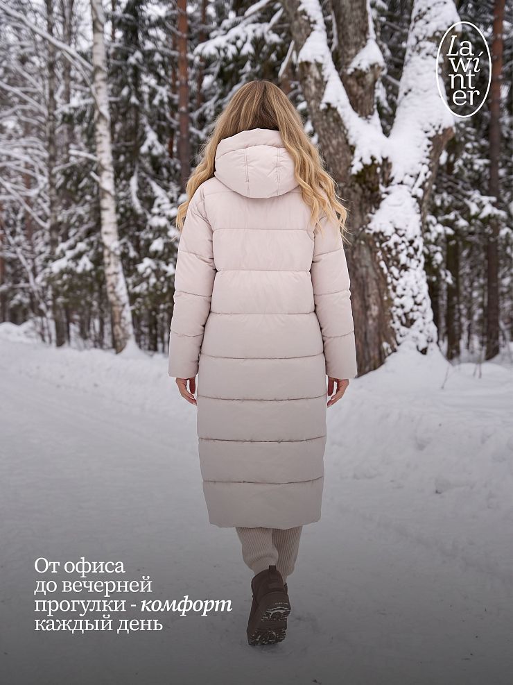 Пуховик женский зимний LAWINTER, светло-серый, модель 86603