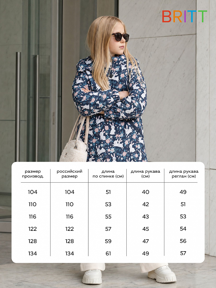 Куртка для девочки демисезонная BRITT, сине-белая, модель 64412