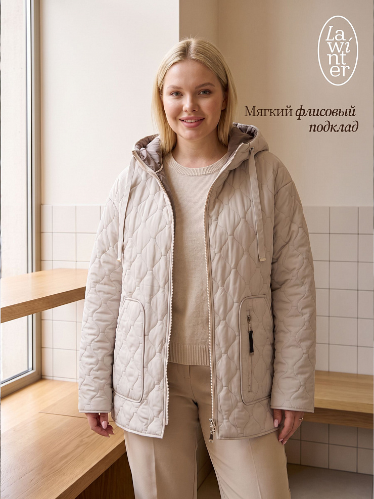 Куртка женская демисезонная LAWINTER, бежевая, модель 83594