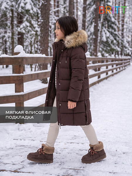 Куртка для девочки зимняя BRITT, коричневая, модель 66282