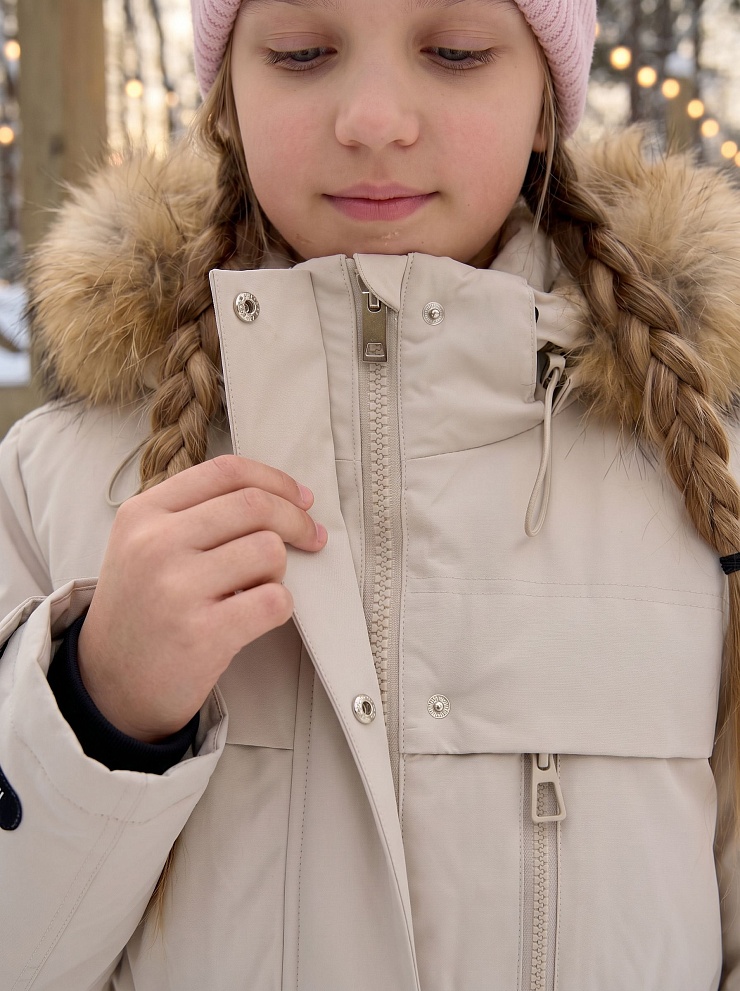 Куртка для девочки зимняя BRITT, светло-серая, модель 65618